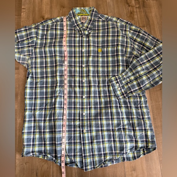 Cinch Button Down Long Sleeve Shirt Men Large Blue Check Western Paisley Plaid - Picture 6 of 8